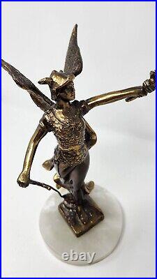 10 Vtg CAST BRASS /STATUE GRECIAN WARRIOR goddess Sculpture winged torch sword