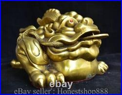 11.2 Old Chinese Brass Bronze Fengshui Lucky Animal Toad Statue Sculpture
