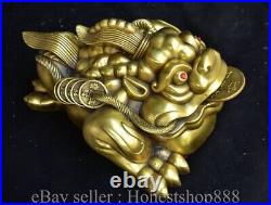 11.2 Old Chinese Brass Bronze Fengshui Lucky Animal Toad Statue Sculpture
