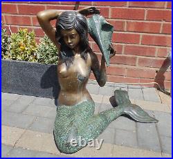 (#1242) mermaid statue water feature fountain bronze / brass (Pick up only)