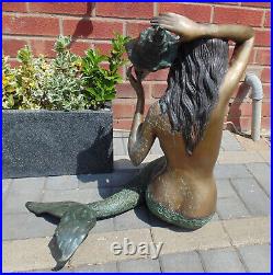 (#1242) mermaid statue water feature fountain bronze / brass (Pick up only)