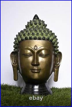15 Large Hand Carved Bronze Brass Finish Buddha Head Statue Buddha Bust