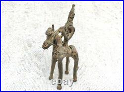 19c Vintage Bronze Warrior Horse Tribal Figure Statue Decorative Collectibles