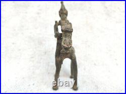 19c Vintage Bronze Warrior Horse Tribal Figure Statue Decorative Collectibles