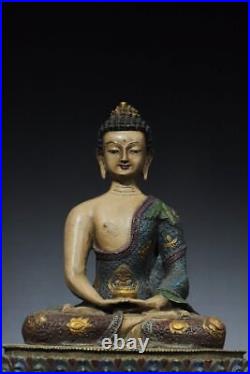 34 cm China Brass Sakyamuni Buddha Statue Old Bronze Buddha Statue