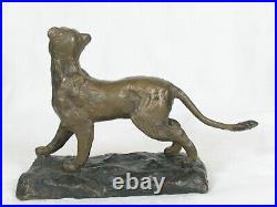 5.5 Lb Solid Bronze/Brass Lion/Lioness Art Statue Sculpture