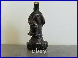 A Chinese Qing Brass Zhuge Liang Figure with Black Finish