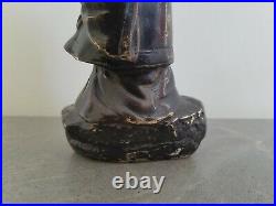 A Chinese Qing Brass Zhuge Liang Figure with Black Finish