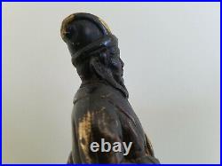 A Chinese Qing Brass Zhuge Liang Figure with Black Finish