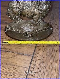 ANTIQUE PEKINGESE Figural Dog Bronze Brass DOOR STOP Art Statue 5.25X6