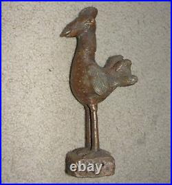African Benin Nigeria Bronze Brass Statue Of Rooster Bird Chicken Africa Antique