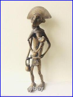 African Sculpture fertility God bronze brass figure tribal mother Maternity