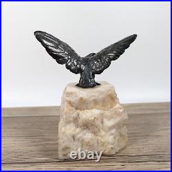 American Bald Eagle Statue Paperweight Prop Vintage Antique Heavy Solid Bronze