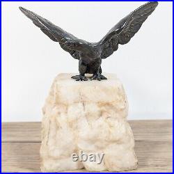 American Bald Eagle Statue Paperweight Prop Vintage Antique Heavy Solid Bronze