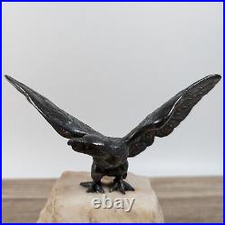 American Bald Eagle Statue Paperweight Prop Vintage Antique Heavy Solid Bronze