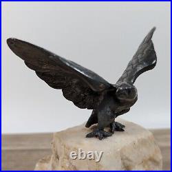 American Bald Eagle Statue Paperweight Prop Vintage Antique Heavy Solid Bronze