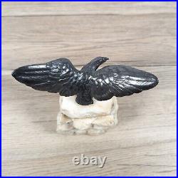 American Bald Eagle Statue Paperweight Prop Vintage Antique Heavy Solid Bronze