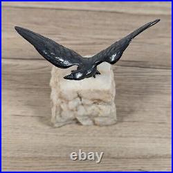 American Bald Eagle Statue Paperweight Prop Vintage Antique Heavy Solid Bronze