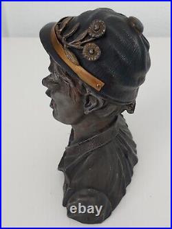 Antique 19TH Russian Bronze Brass Worker Boy Statue Inkwell Home Office Artwork