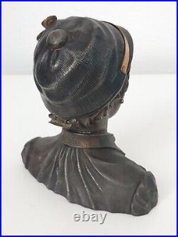 Antique 19TH Russian Bronze Brass Worker Boy Statue Inkwell Home Office Artwork