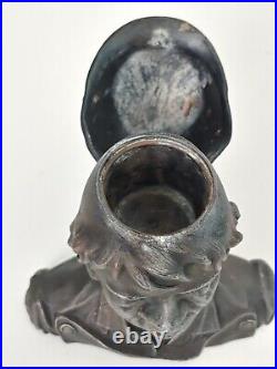 Antique 19TH Russian Bronze Brass Worker Boy Statue Inkwell Home Office Artwork