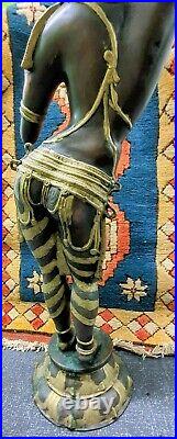 Antique 19th Century Bronze and Brass Hindu Goddess Daivika Apsara Statue 105cm