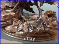 Antique 19th Century Large Cast Table Bronze Brass Partridge Signed J Moigniez