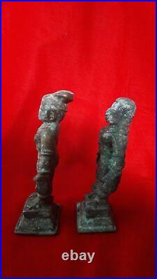 Antique Brass Bronze Hindu Deity God Pair Statue Figurine Idol Sculpture b22