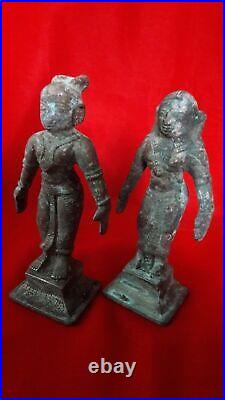 Antique Brass Bronze Hindu Deity God Pair Statue Figurine Idol Sculpture b22