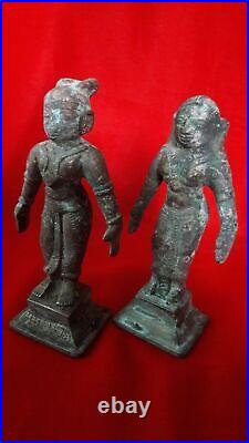 Antique Brass Bronze Hindu Deity God Pair Statue Figurine Idol Sculpture b22