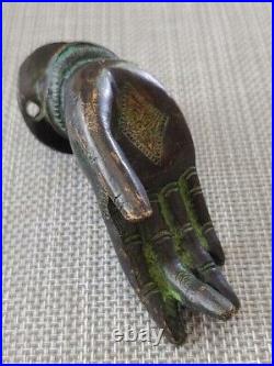 Antique Bronze Brass Classic Buddha Hand Art Figurine Statue Towel Holder Hook