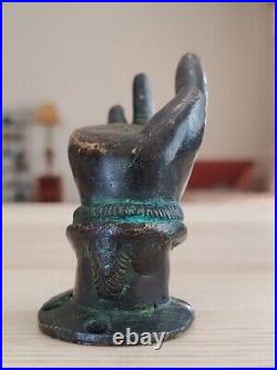 Antique Bronze Brass Classic Buddha Hand Art Figurine Statue Towel Holder Hook