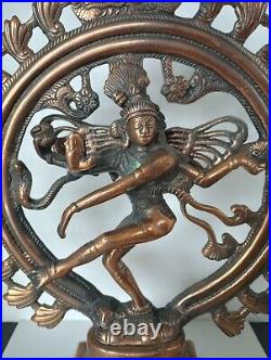 Antique Bronze Brass Hindu God Dancing Shiva Nataraja Statue LARGE 15 X 11