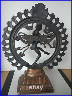 Antique Bronze Brass Hindu God Dancing Shiva Nataraja Statue LARGE 15 X 11