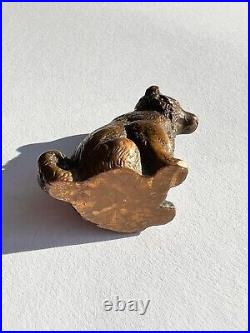Antique Bronze Brass Statue Dog Home Decor Small Solid Engraved Beautiful 4 cm