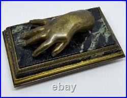 Antique Bronze Marble BABY HAND Paperweight Statue CHILD Victorian Momento Mori