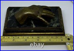Antique Bronze Marble BABY HAND Paperweight Statue CHILD Victorian Momento Mori