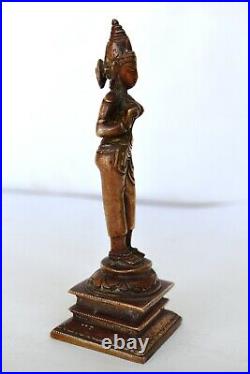 Antique Bronze Sculpture Indian Deity Goddess Parvati Statue Tamilnadu South F
