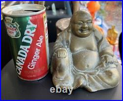 Antique Chinese Qing Bronze Brass Laughing Buddha Budai Hotei Heavy 4.25