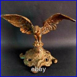 Antique Eagle Statue Bird Bronze Brass Ancient Decorated Open Wings Sculpture