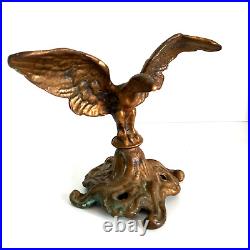 Antique Eagle Statue Bird Bronze Brass Ancient Decorated Open Wings Sculpture