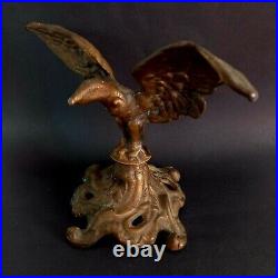 Antique Eagle Statue Bird Bronze Brass Ancient Decorated Open Wings Sculpture