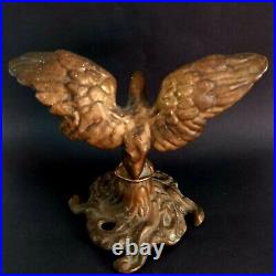 Antique Eagle Statue Bird Bronze Brass Ancient Decorated Open Wings Sculpture