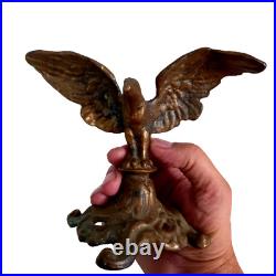 Antique Eagle Statue Bird Bronze Brass Ancient Decorated Open Wings Sculpture