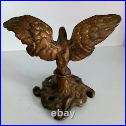 Antique Eagle Statue Bird Bronze Brass Ancient Decorated Open Wings Sculpture