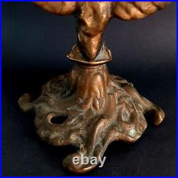 Antique Eagle Statue Bird Bronze Brass Ancient Decorated Open Wings Sculpture