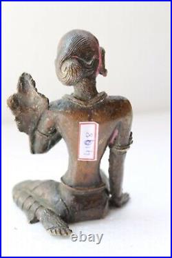 Antique Original Bronze Fine Quality Himalayan Art Sited Statue Figurine NH4198