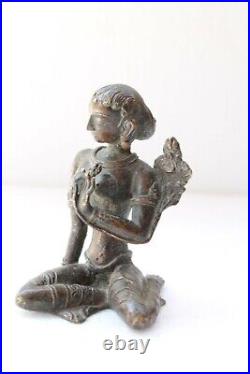 Antique Original Bronze Fine Quality Himalayan Art Sited Statue Figurine NH4198