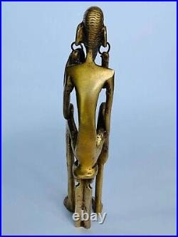 Antique Primitive Bronze Brass African Man Figure Statue Collectible Home Decor