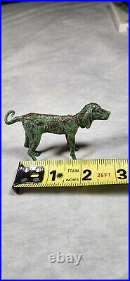 Antique Short Hair English Pointer Hunting Dog Cast Brass Patina Statue 3 Long